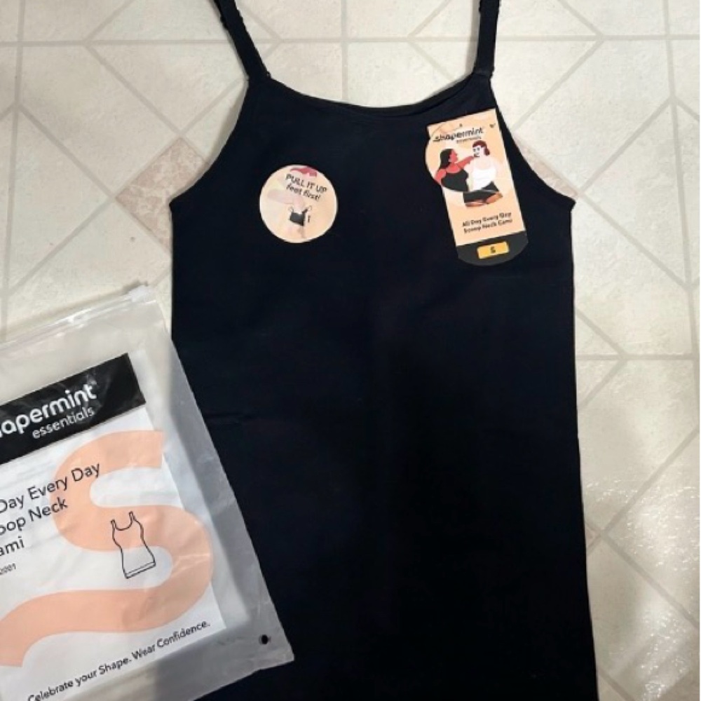 Black Shapermint Essentials Scoop Neck Cami set